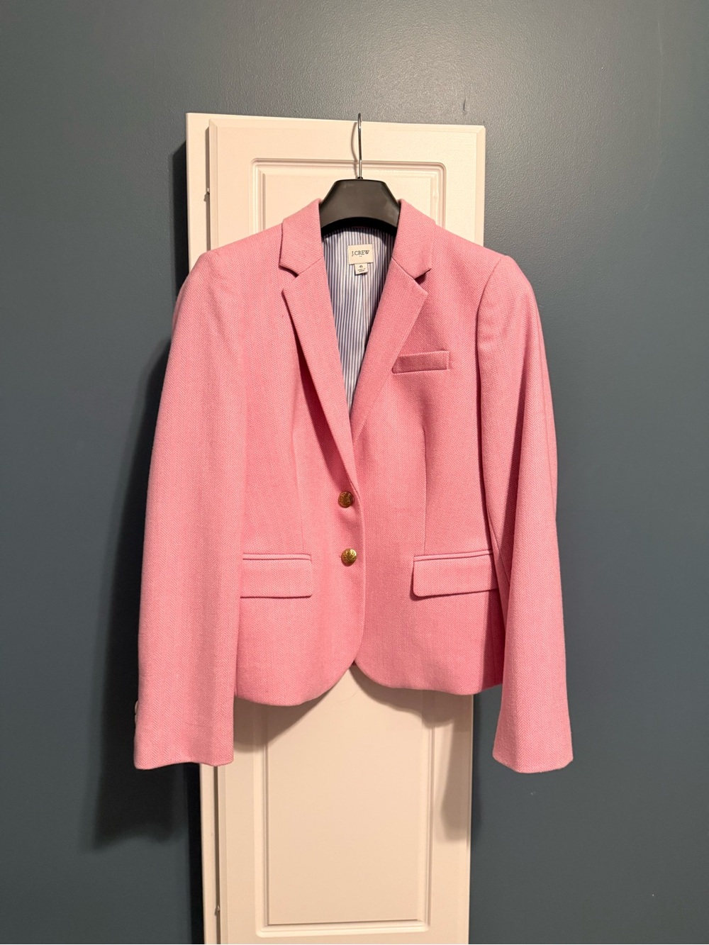 J. Crew Pink Tailored Blazer with Striped Lining